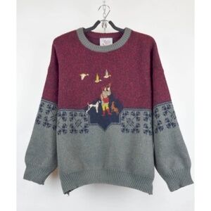 Paco Calvari Vintage Hunting Embroidered Sweater,XXL